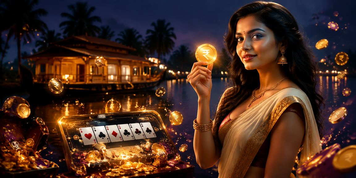 Indian players enjoying Teen Patti near Kerala backwaters